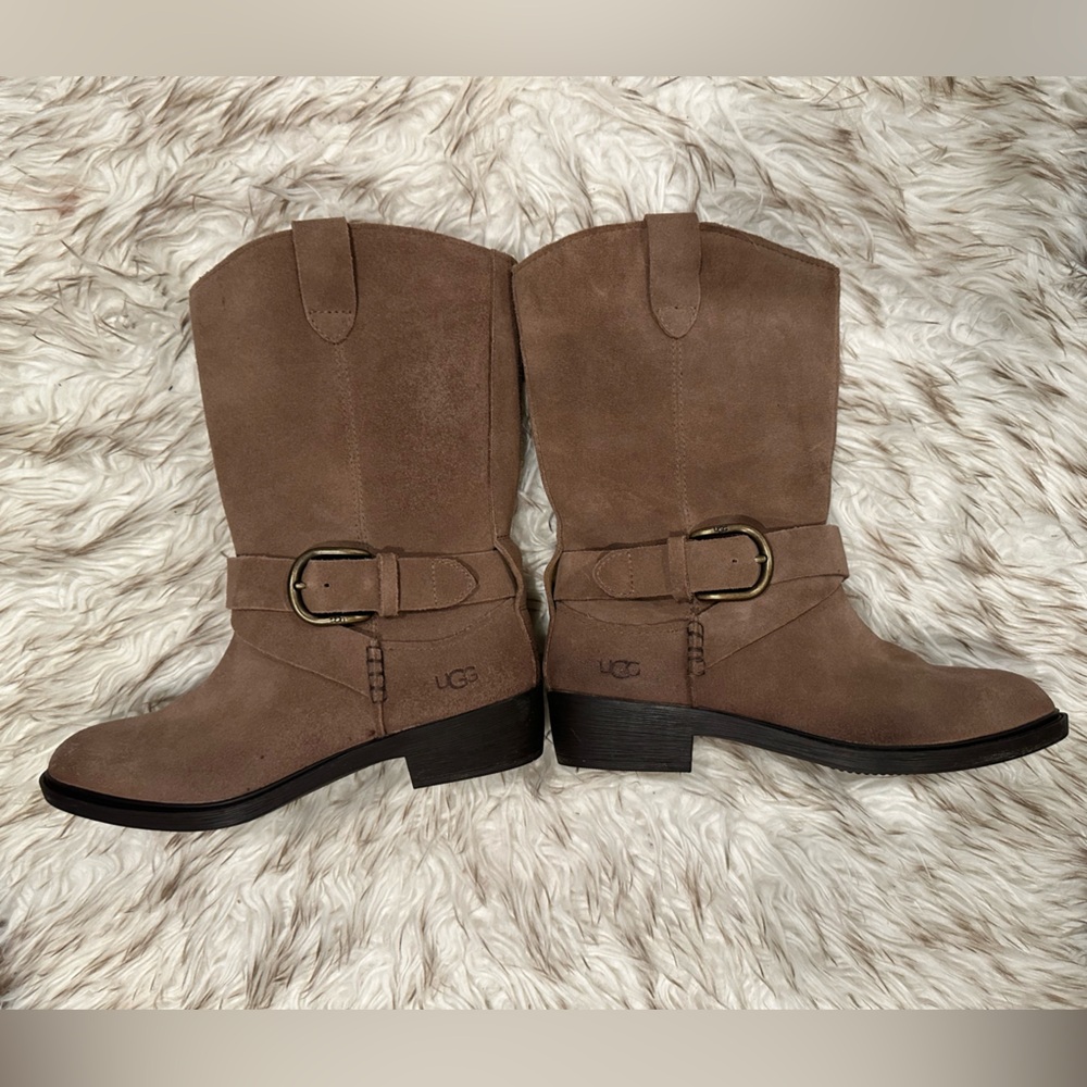 UGG Brown Ankle Boots with Buckle Detail